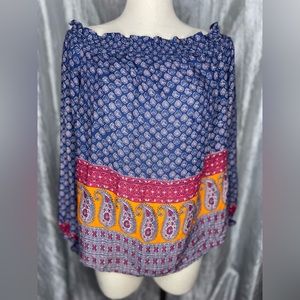 Beach Lunch Lounge adorable l, colorful paisley blouse